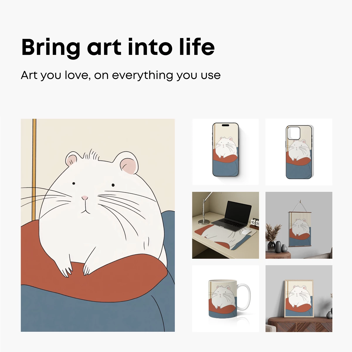 Chubby Hamster in Cozy Rest: Whimsical Minimalism - Image 2