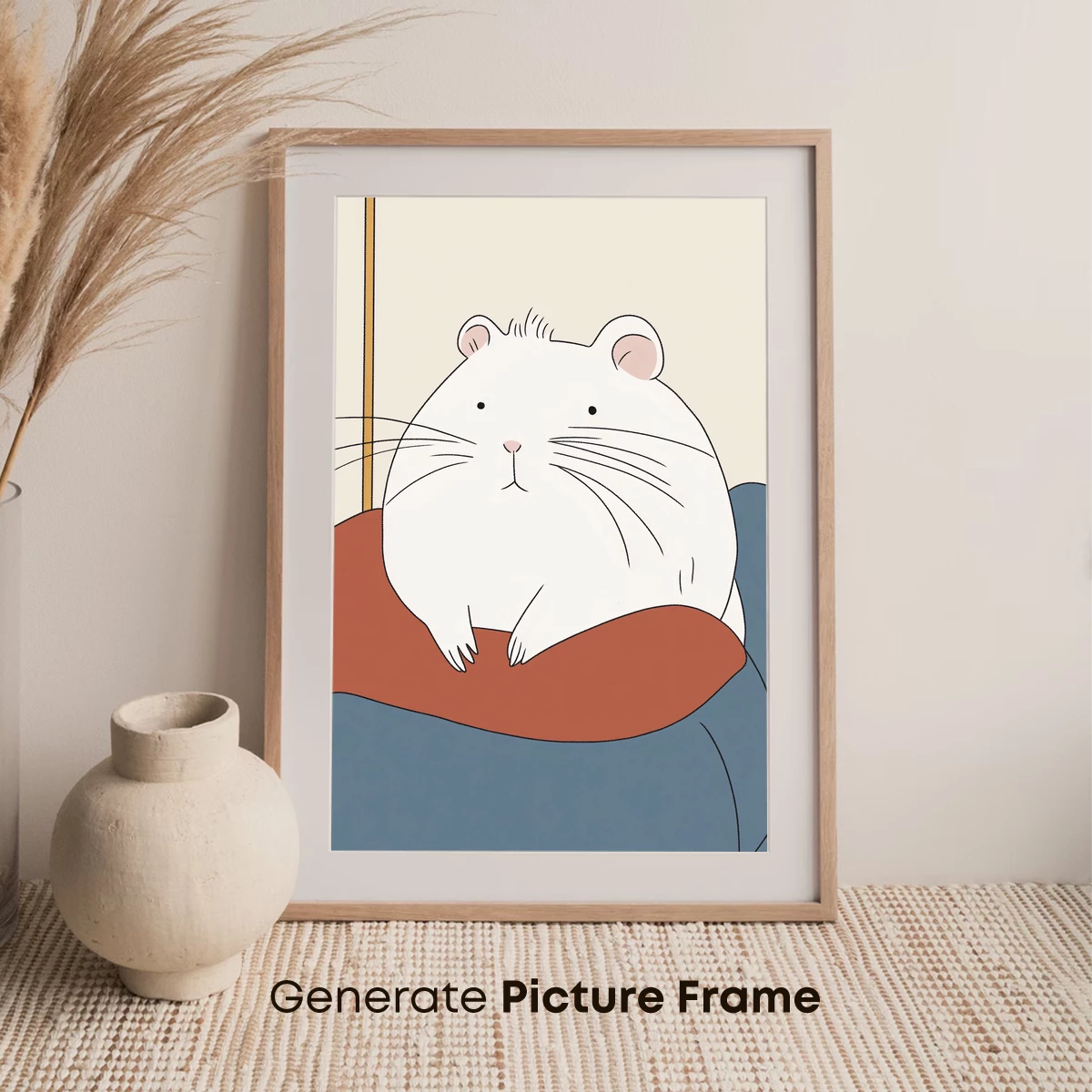 Chubby Hamster in Cozy Rest: Whimsical Minimalism - Image 7