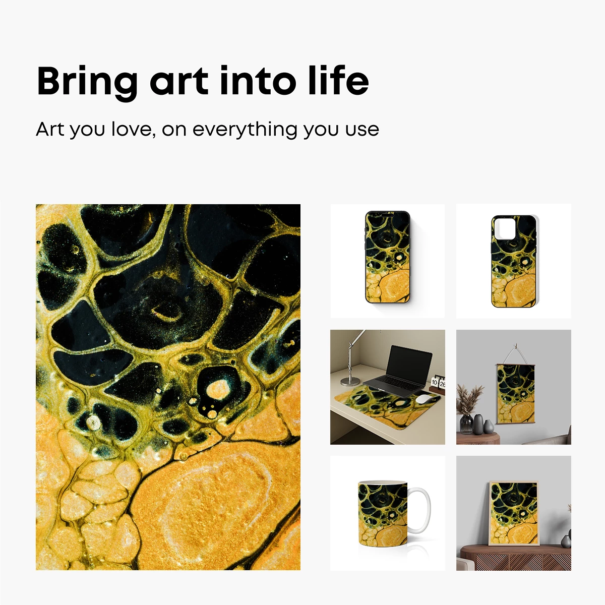 Golden Abyss: Abstract Ink Fusion - Image 2