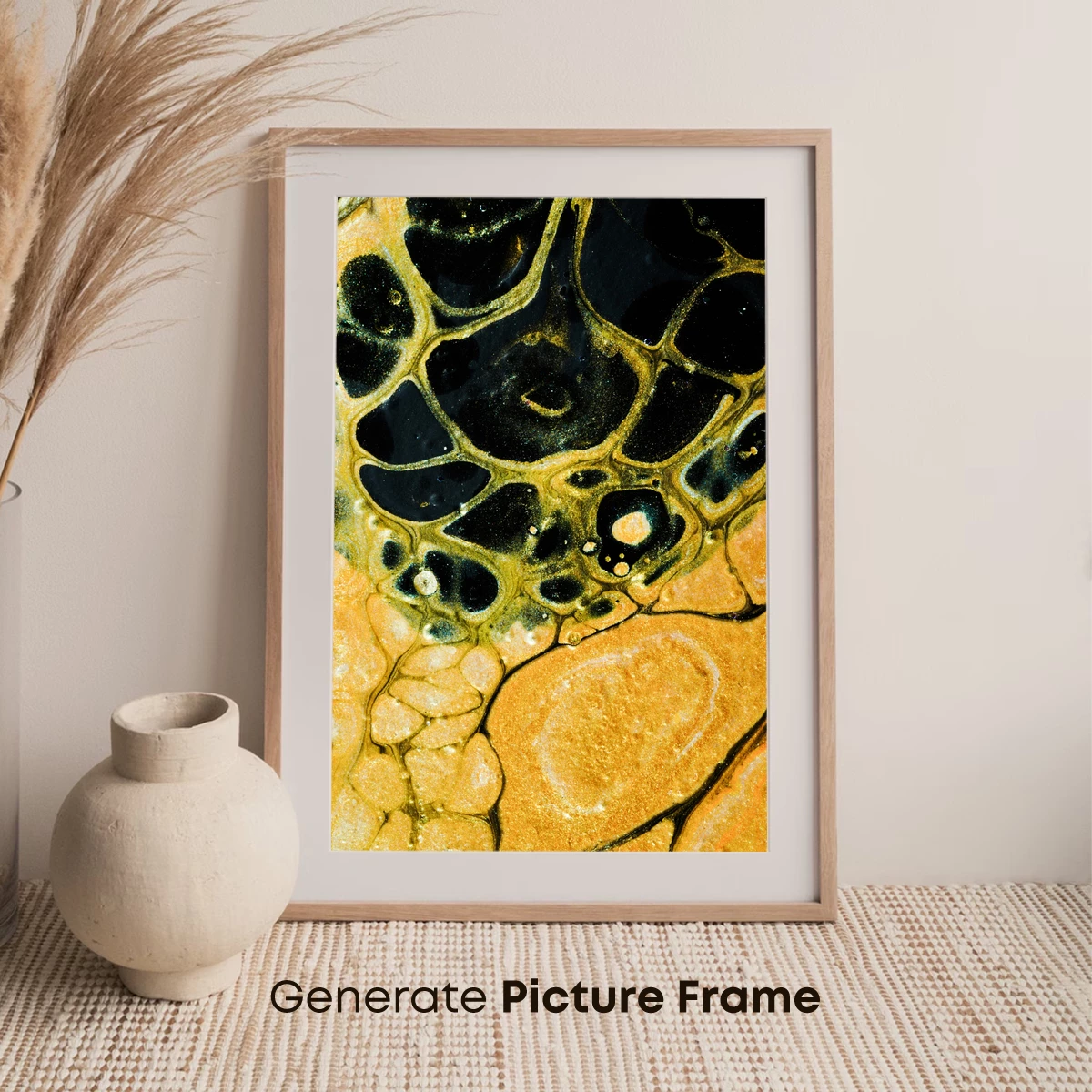 Golden Abyss: Abstract Ink Fusion - Image 7