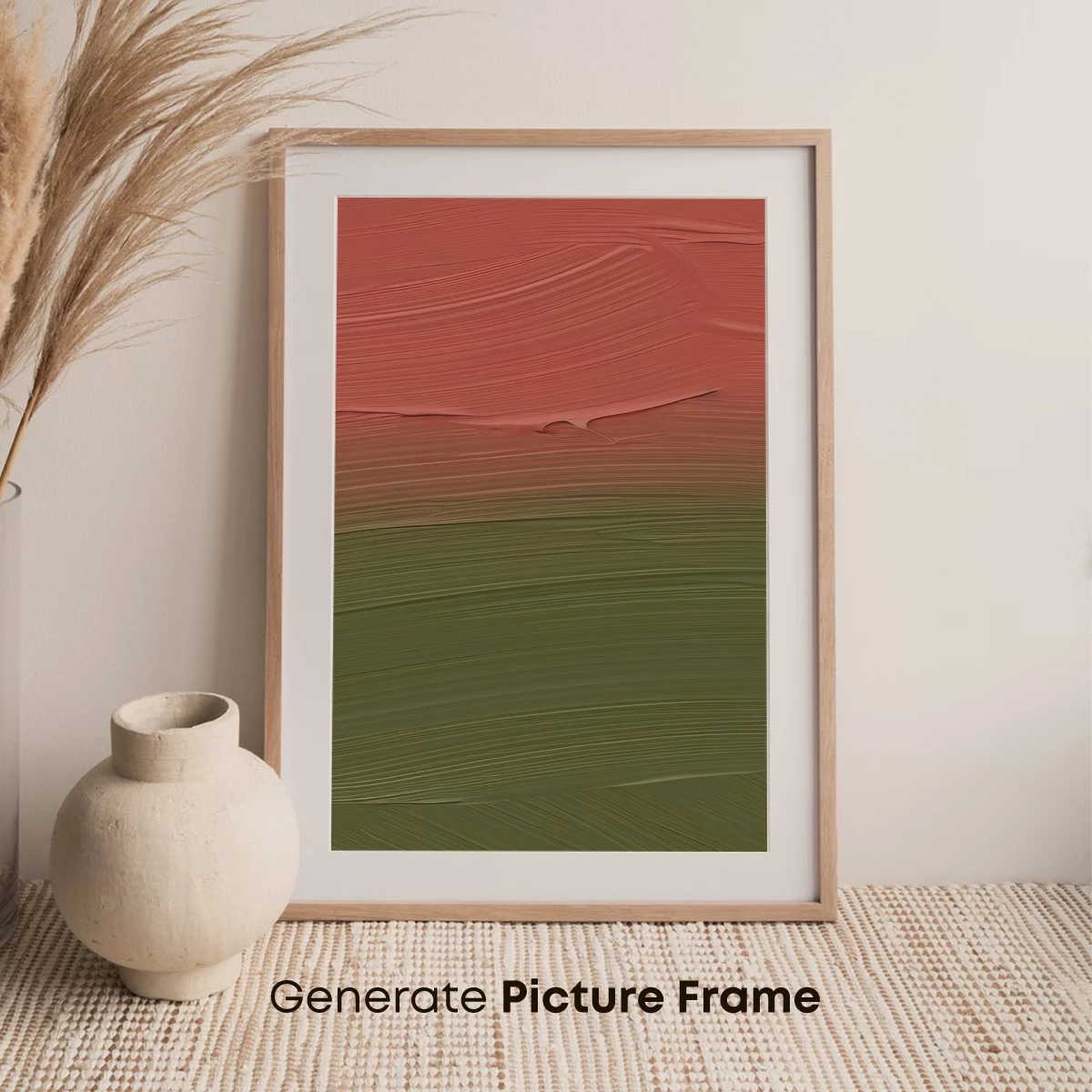 Abstract Brushstroke Harmony: Coral and Olive - Image 7