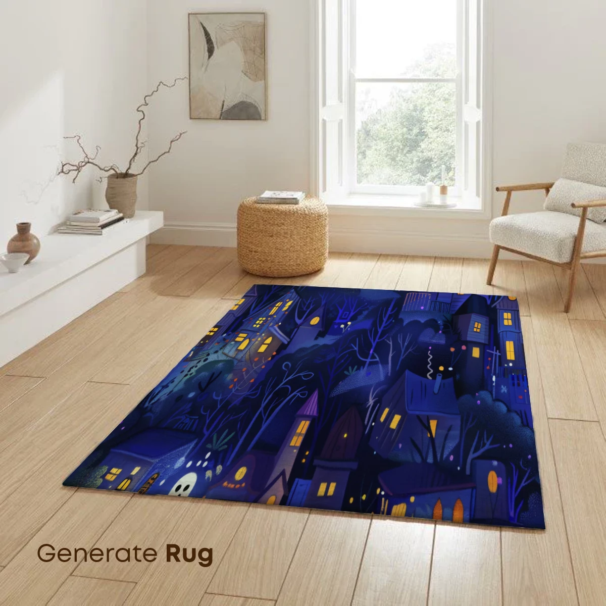Ghostly Village Glow: Enchanted Night Scene - Image 6