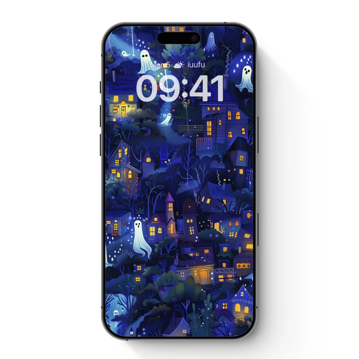 Ghostly Village Glow: Enchanted Night Scene Ghostly Village Glow: Enchanted Night Scene