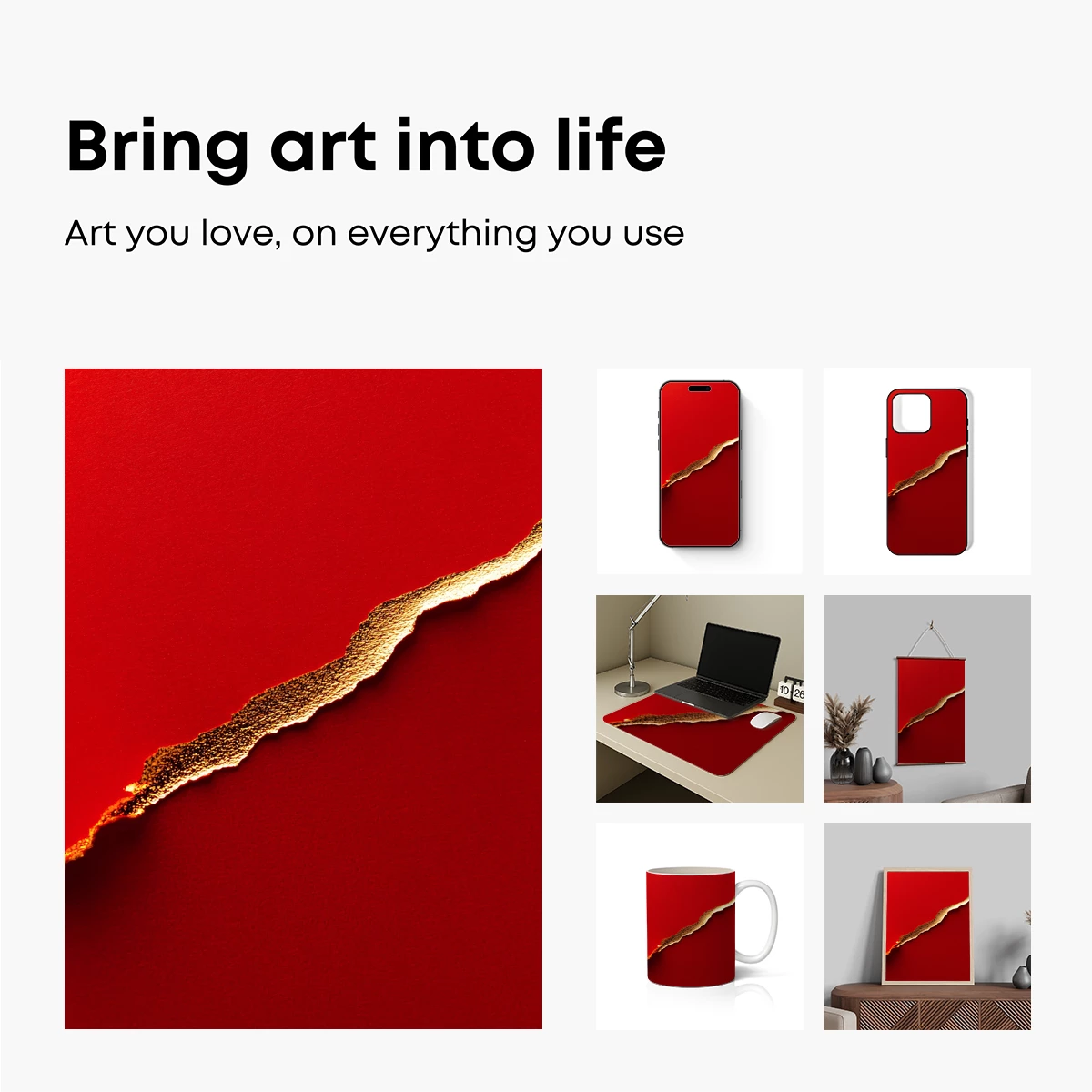 Crimson Canvas with Golden Rift - Image 2