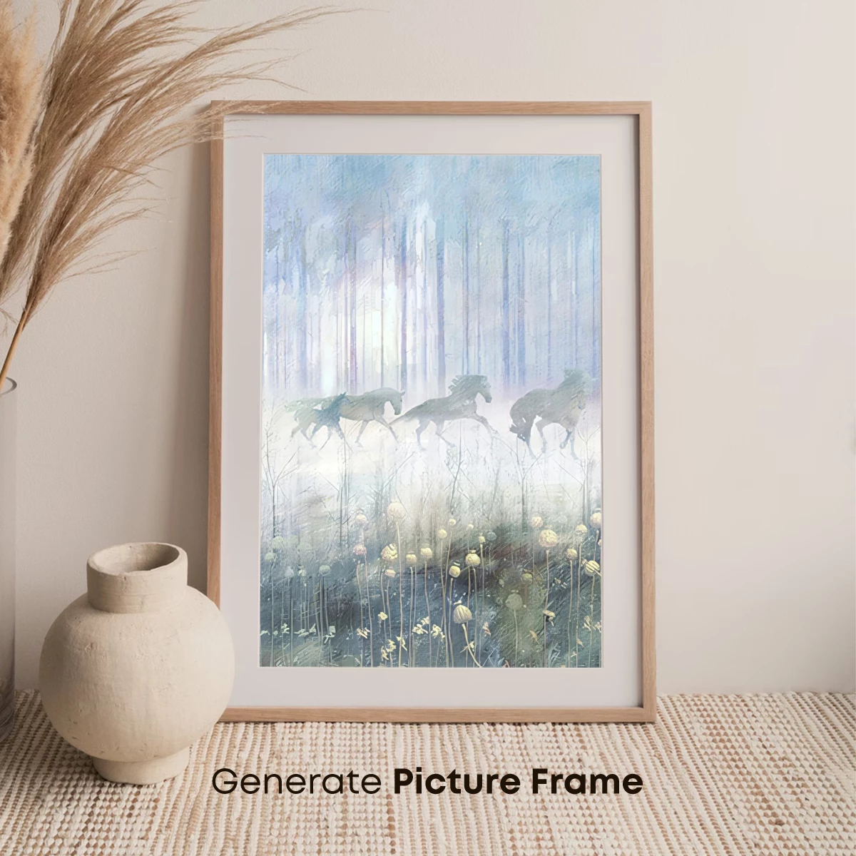 Misty Forest Gallop: Ethereal Horses in a Dreamlike Landscape - Image 7