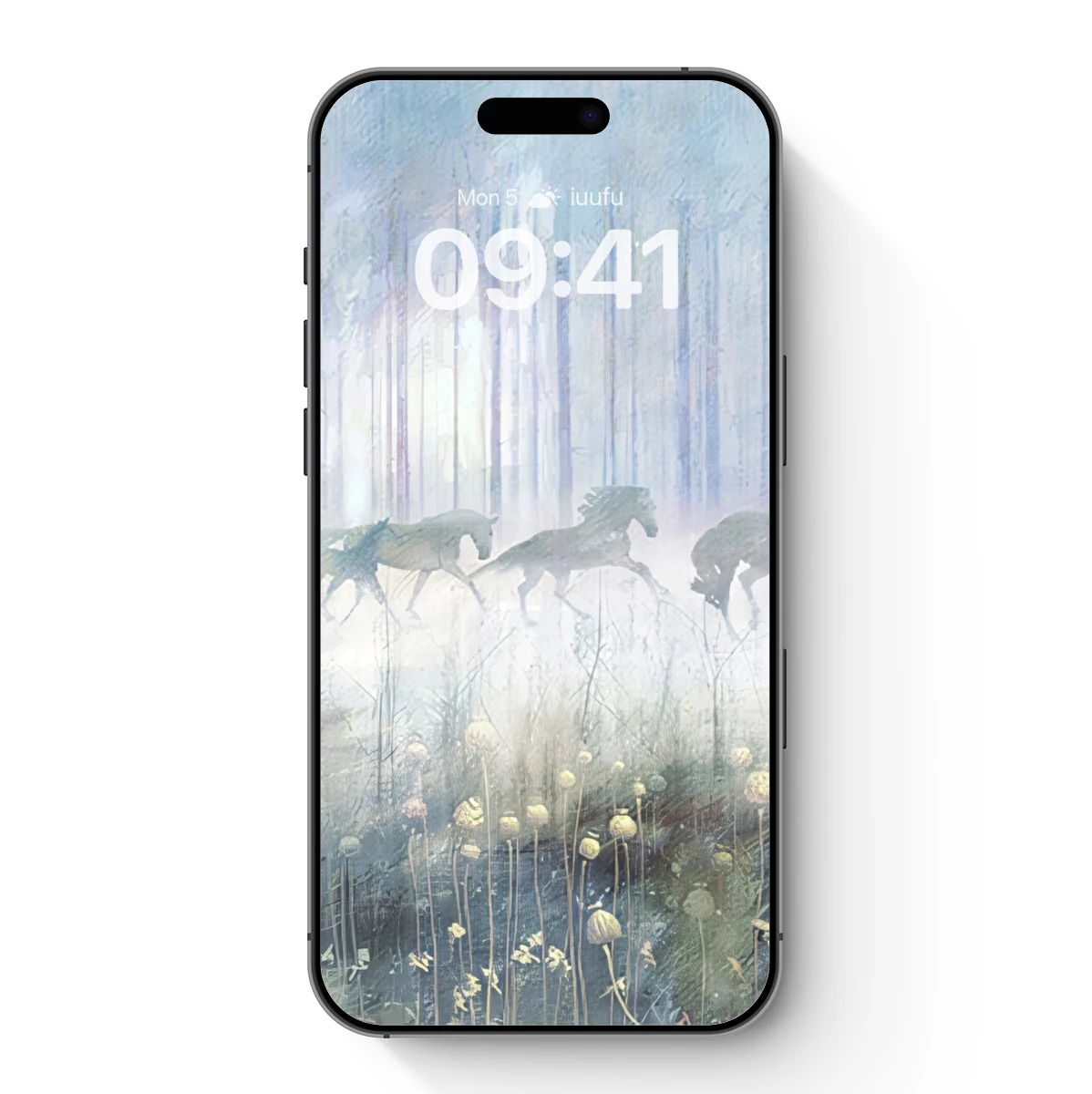 Misty Forest Gallop: Ethereal Horses in a Dreamlike Landscape