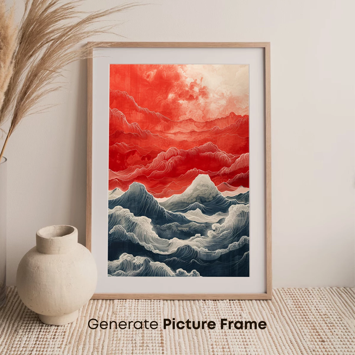 Crimson Waves: Hokusai's Modern Odyssey - Image 7