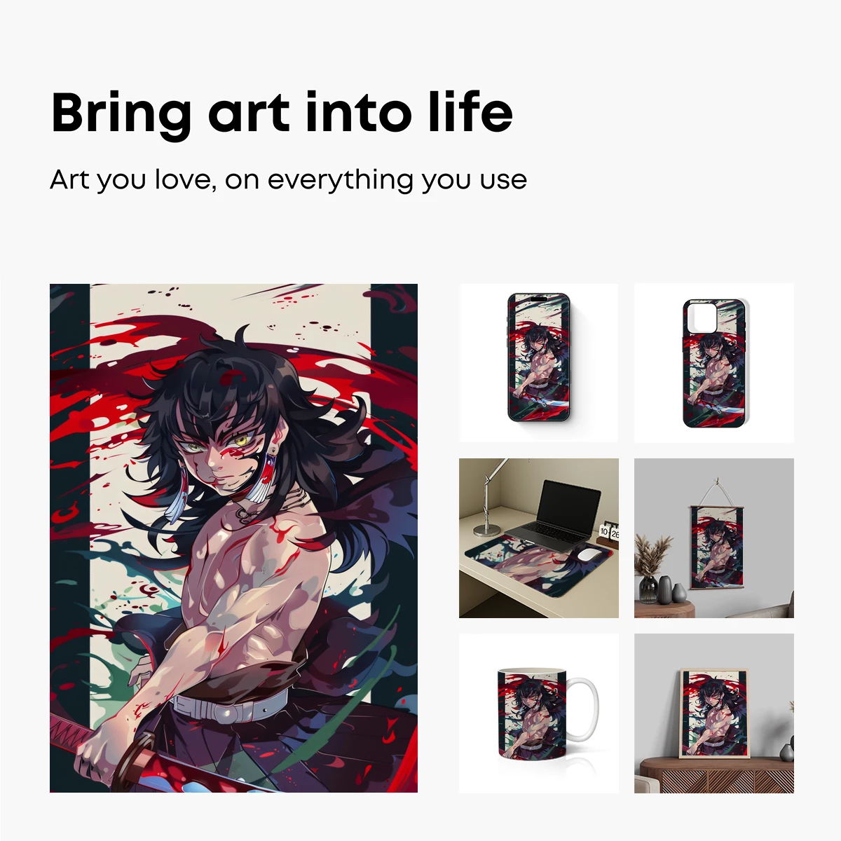 Bloody Samurai: Anime Warrior with Intense Gaze - Image 2