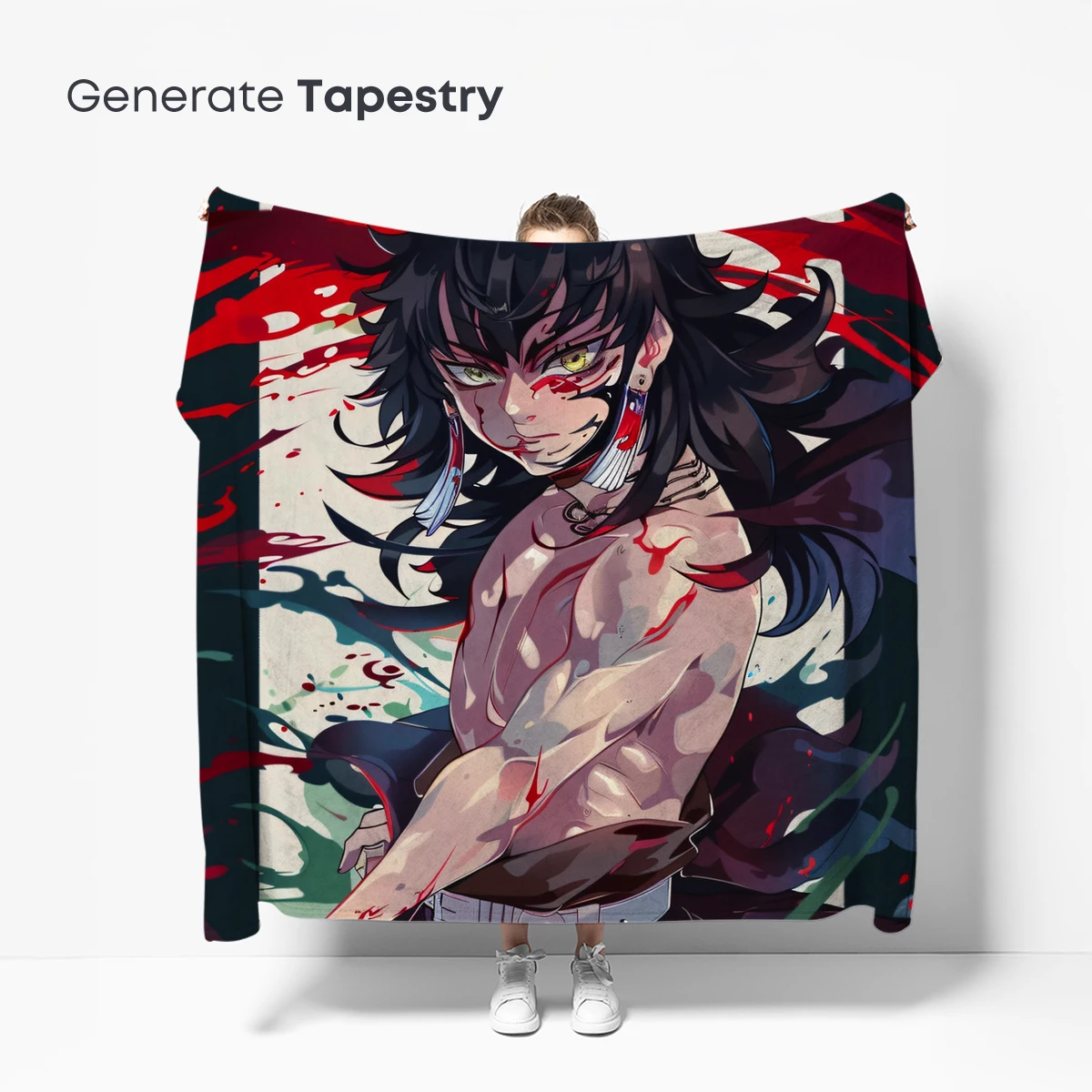 Bloody Samurai: Anime Warrior with Intense Gaze - Image 5