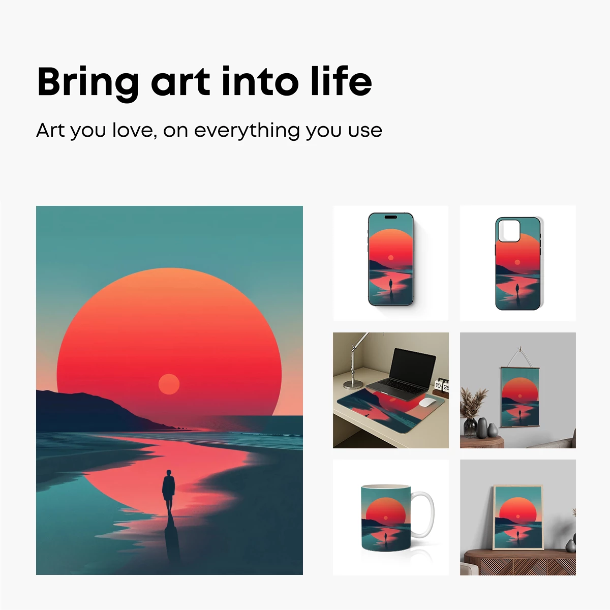 Eternal Sunset Odyssey: A Solitary Figure's Reflection - Image 2