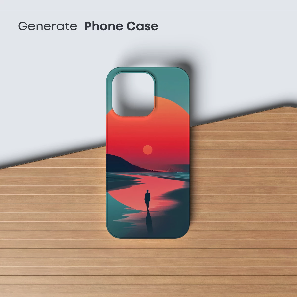 Eternal Sunset Odyssey: A Solitary Figure's Reflection - Image 3