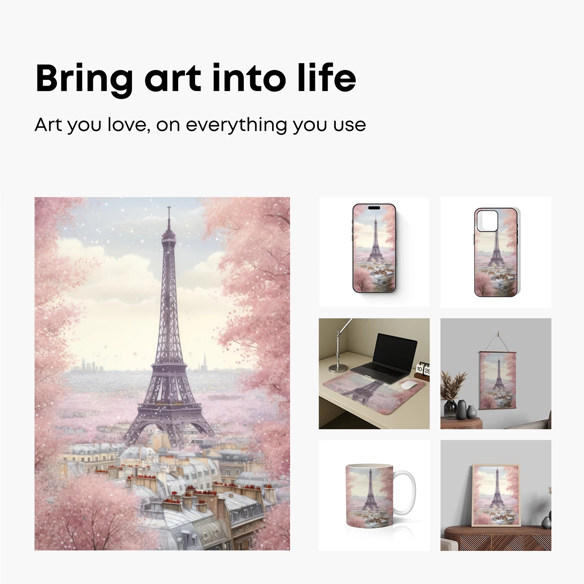 Cherry Blossom Eiffel: Romantic Parisian Dream - Image 2