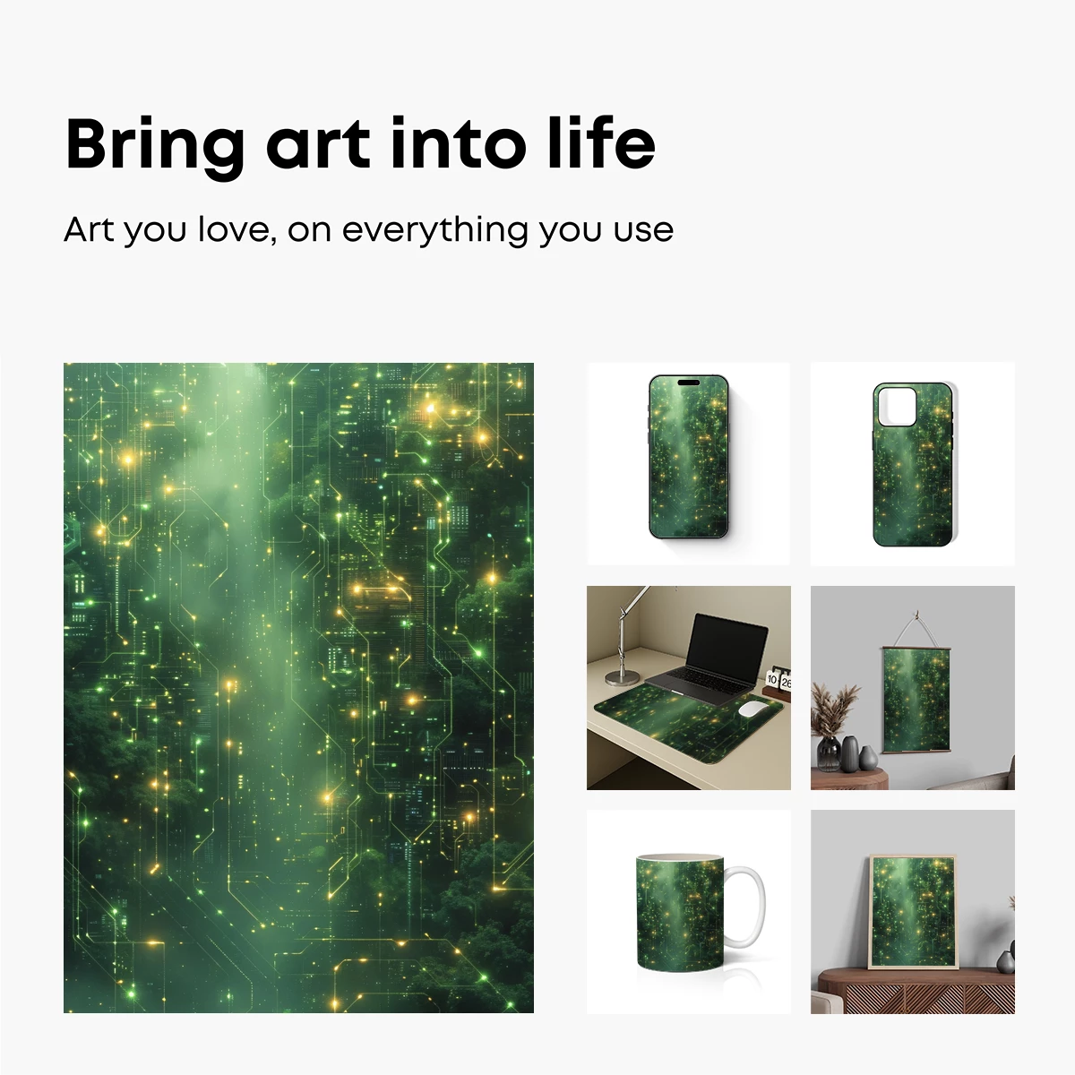 Cyberforest Glow: Digital Circuitry Meets Nature - Image 2