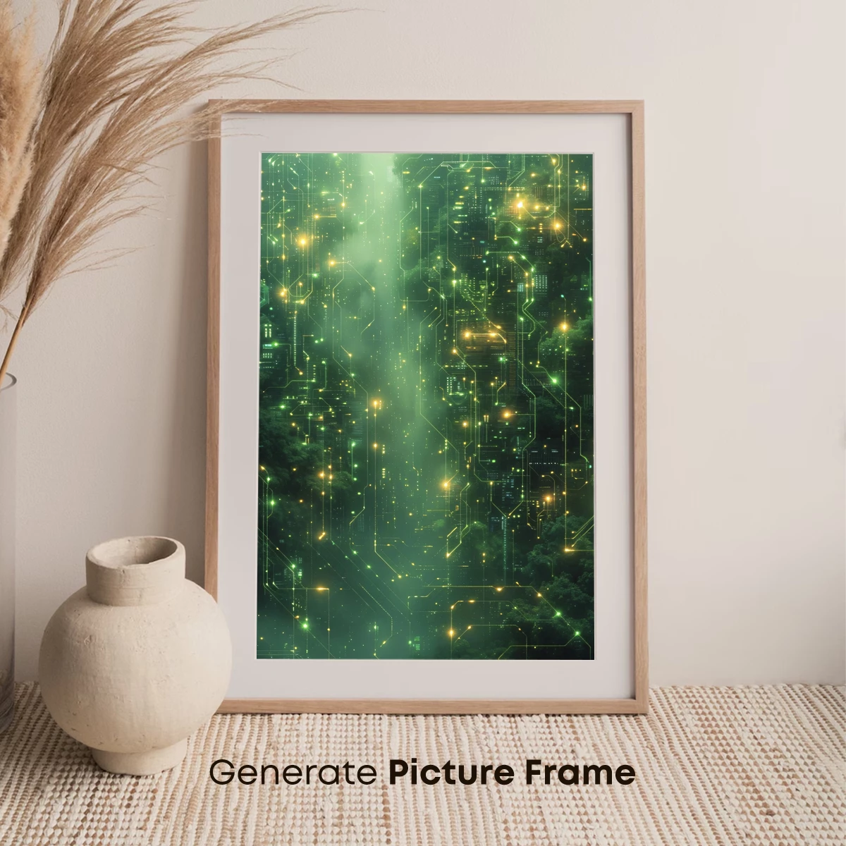 Cyberforest Glow: Digital Circuitry Meets Nature - Image 7