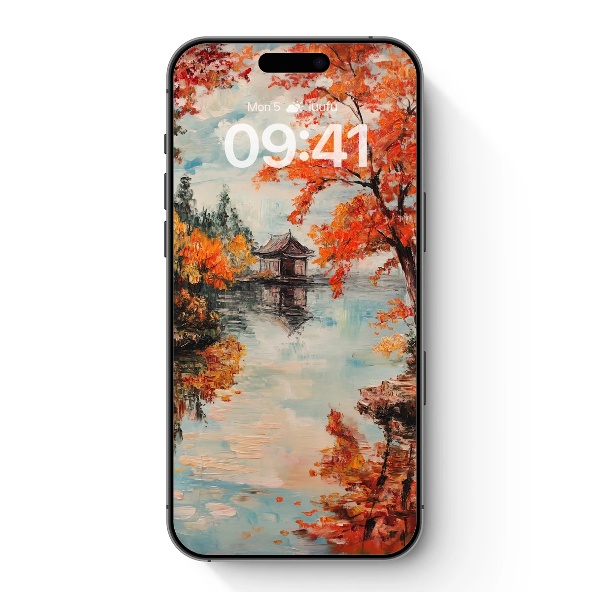 Autumn Reflections: Serene Lake Pavilion