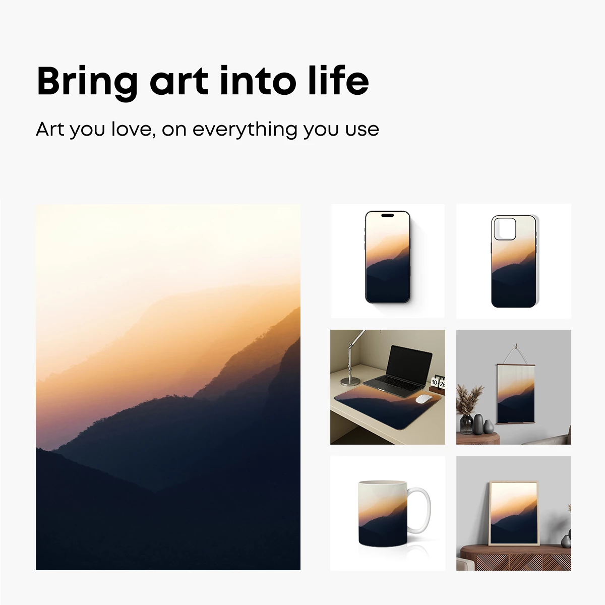 Golden Haze Over Layered Peaks