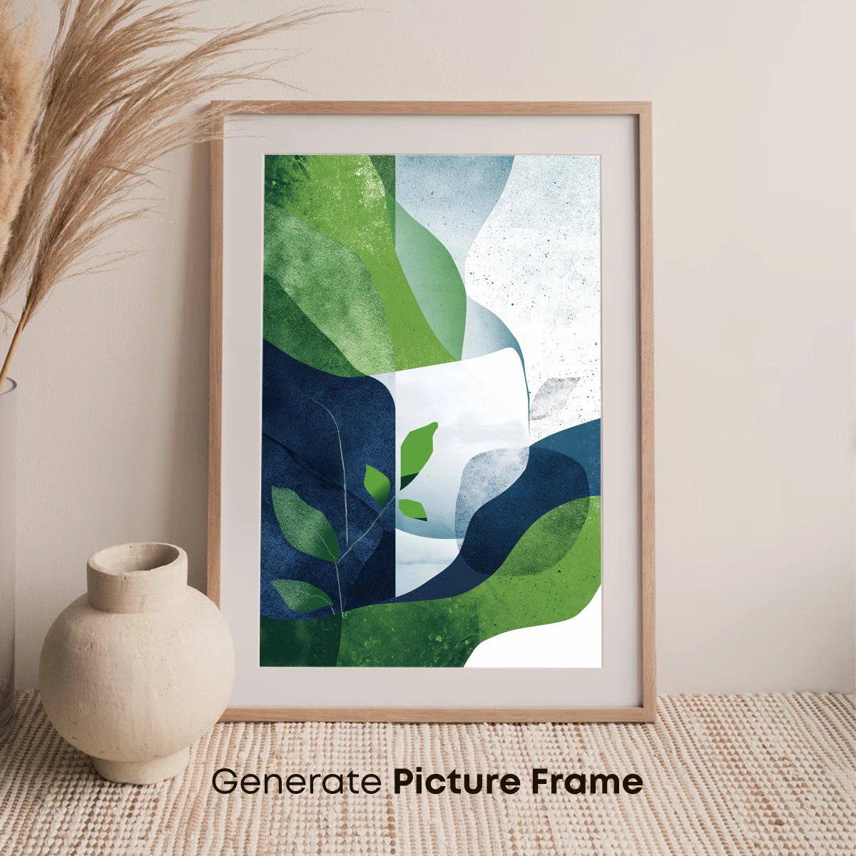 Abstract Leaf Symphony: Green and Blue Harmony - Image 7