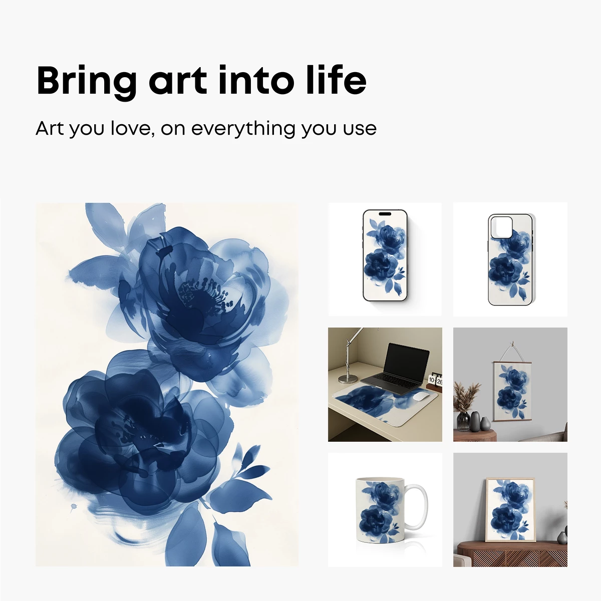 Ethereal Indigo Blooms: Watercolor Floral Elegance - Image 2