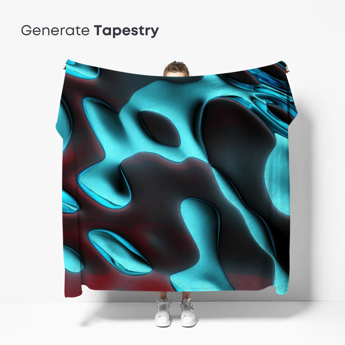 Fluid Teal and Crimson Abstract Fusion - Image 5