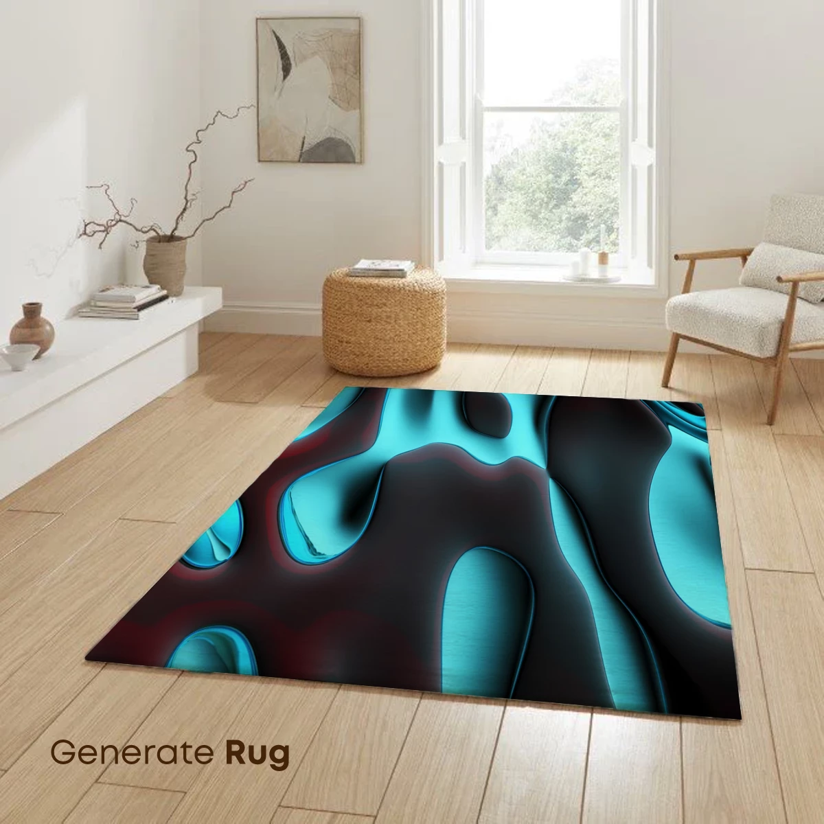 Fluid Teal and Crimson Abstract Fusion - Image 6