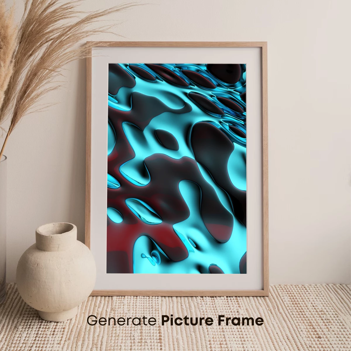 Fluid Teal and Crimson Abstract Fusion - Image 7