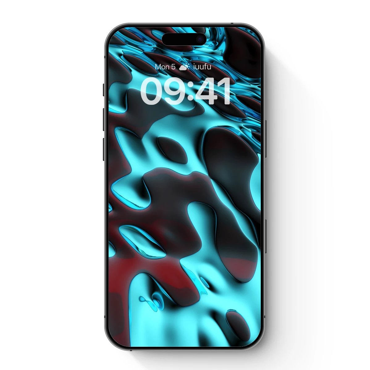 Fluid Teal and Crimson Abstract Fusion