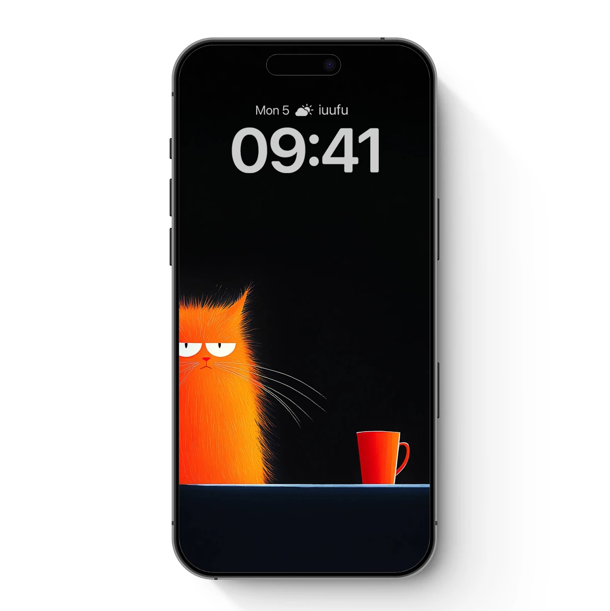 Glowing Orange Cat with Coffee Mug