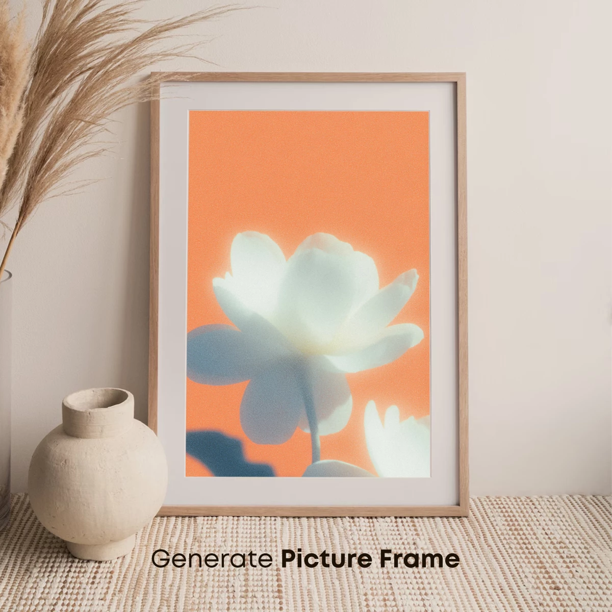 Ethereal Bloom: White Flower Against Coral Hue - Image 7