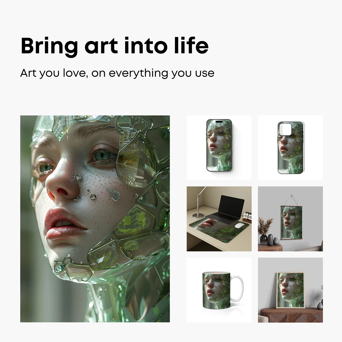 Futuristic Glass Portrait: Ethereal Beauty in Shattered Reflections - Image 2