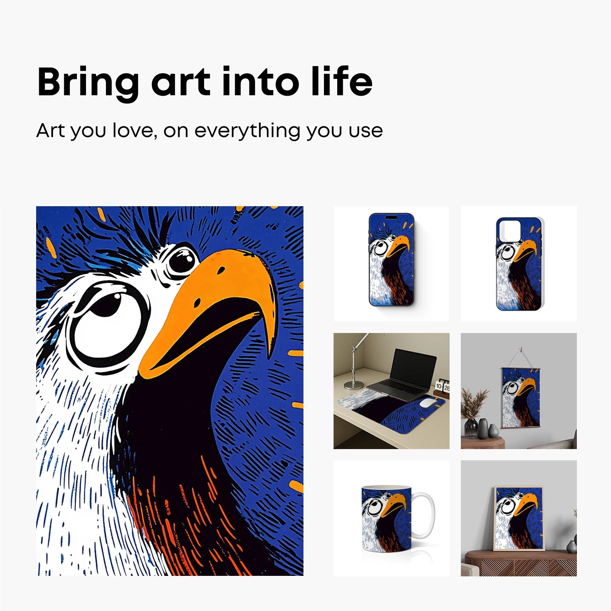 Bold Eagle Pop Art: Vibrant Feathers and Expressive Eyes - Image 2
