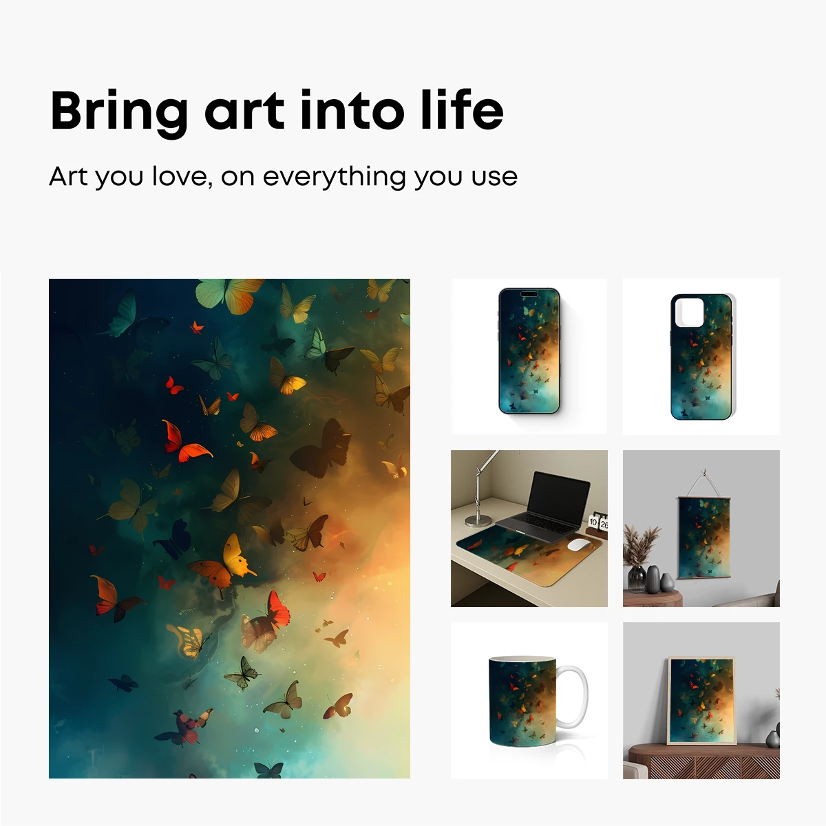 Butterfly Odyssey: Ethereal Flight in Teal and Gold - Image 2