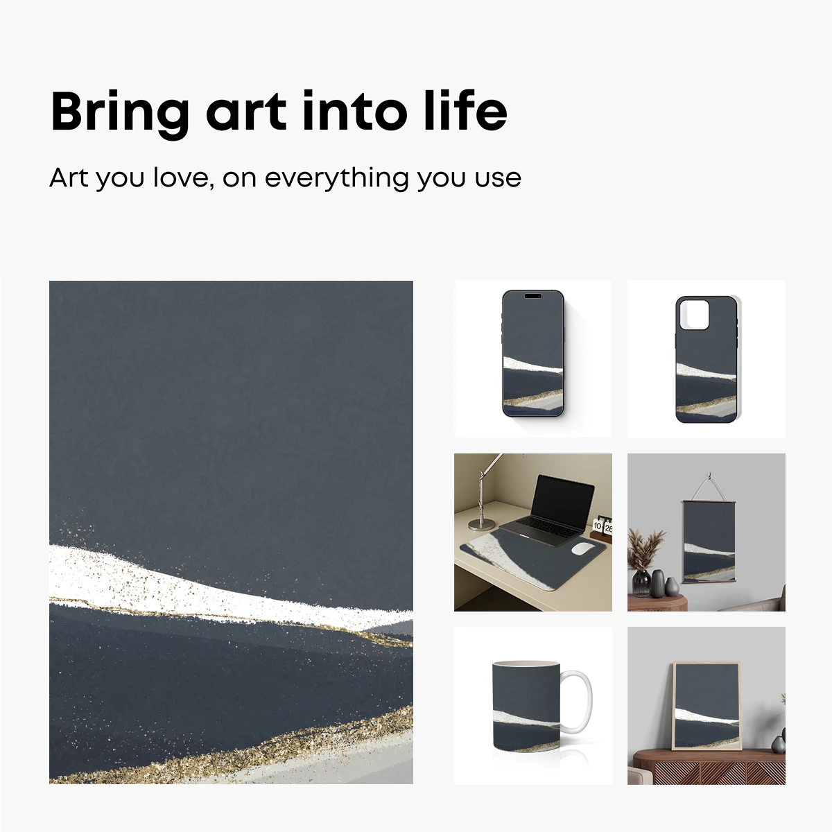 Elegant Gold Waves on Midnight Canvas