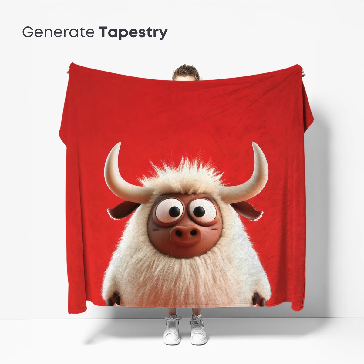 Fluffy Yak with Horns: Whimsical Cartoon Charm - Image 5