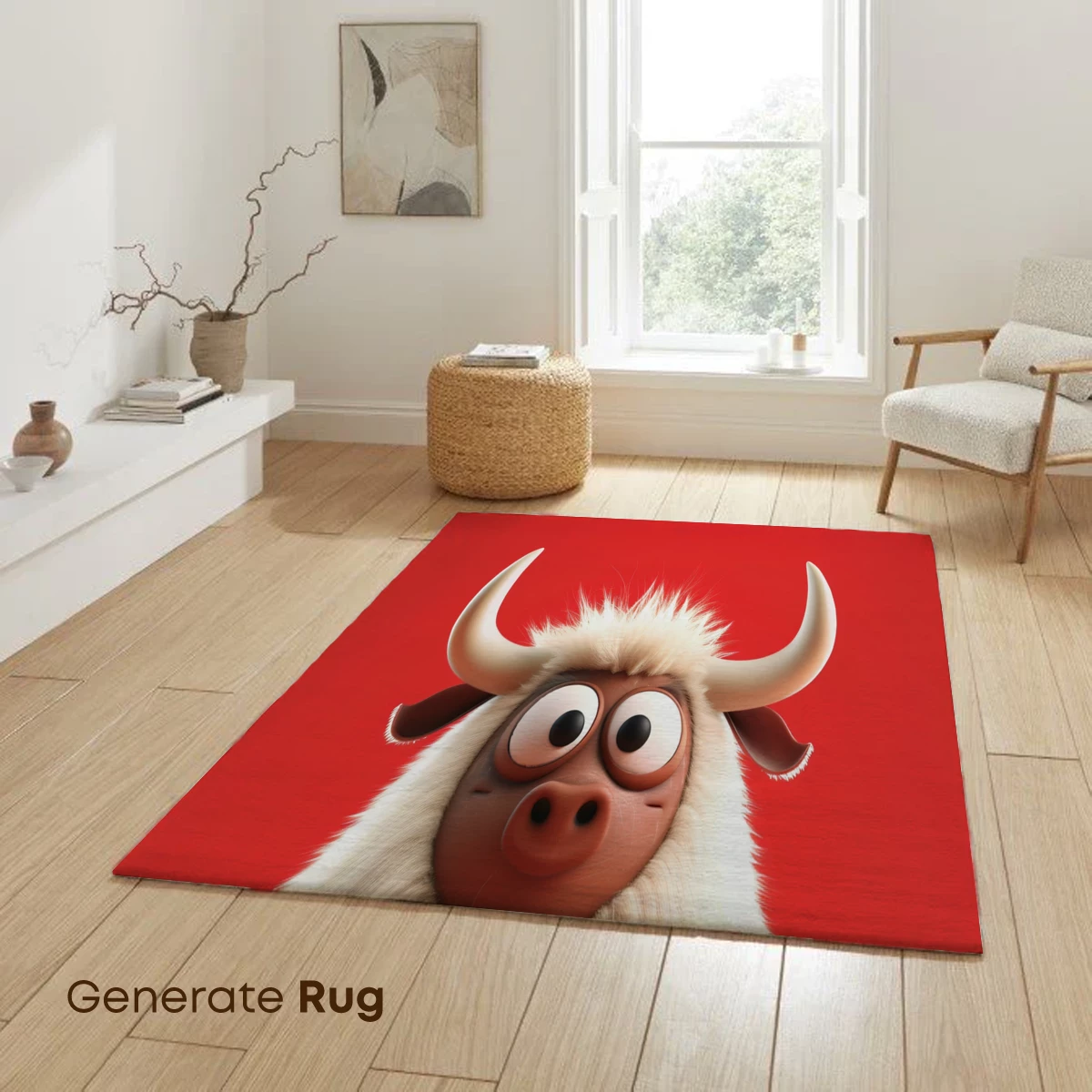 Fluffy Yak with Horns: Whimsical Cartoon Charm - Image 6