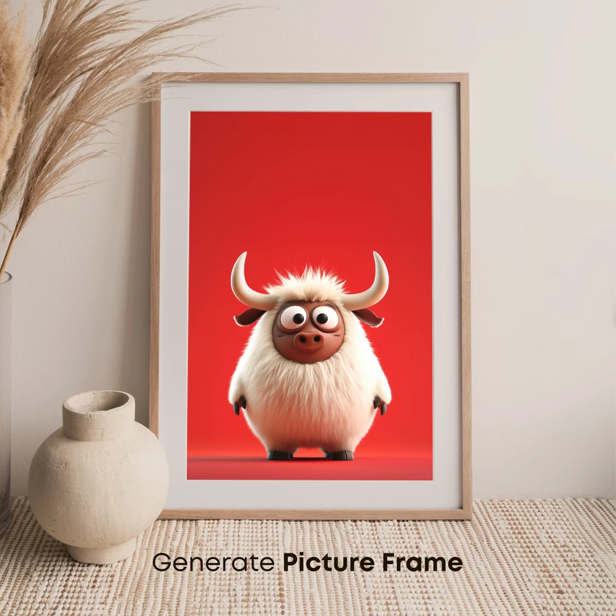 Fluffy Yak with Horns: Whimsical Cartoon Charm - Image 7