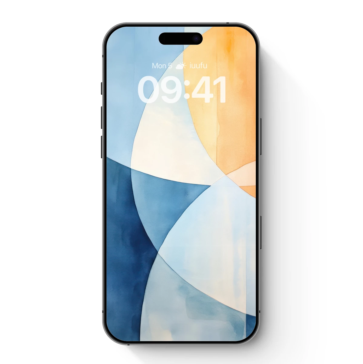 Abstract Watercolor Harmony: Curved Blues and Oranges