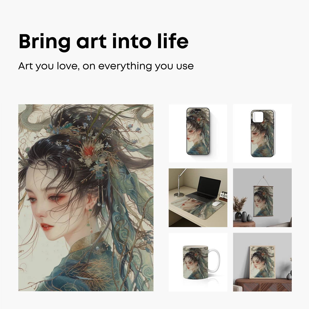 Ethereal Phoenix: Mythic Beauty in Floral Headdress - Image 2