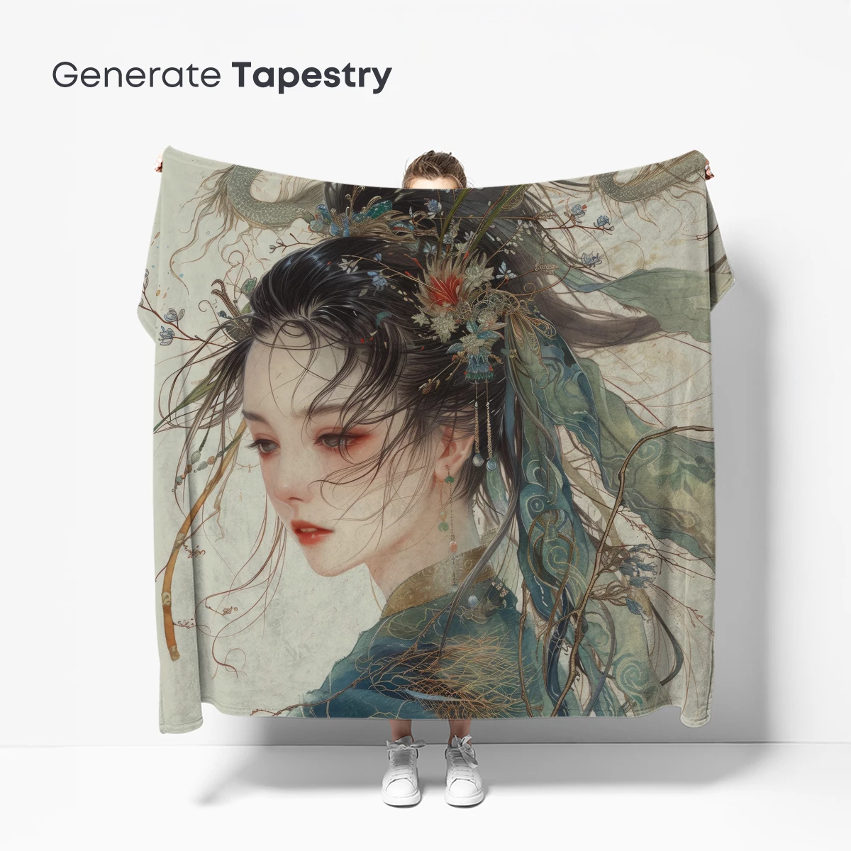 Ethereal Phoenix: Mythic Beauty in Floral Headdress - Image 5