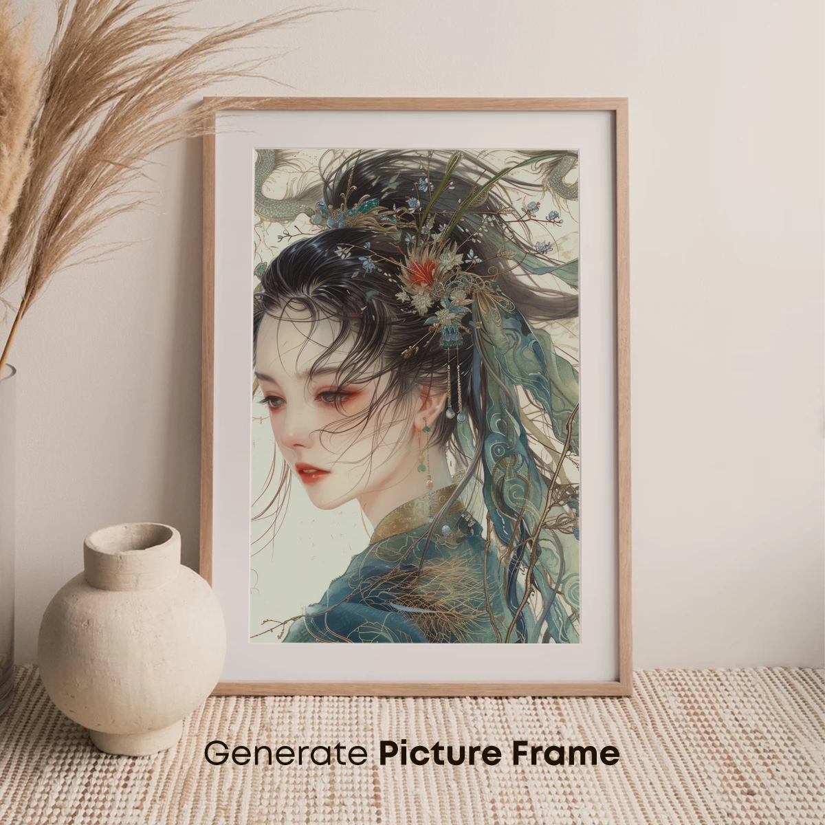 Ethereal Phoenix: Mythic Beauty in Floral Headdress - Image 7