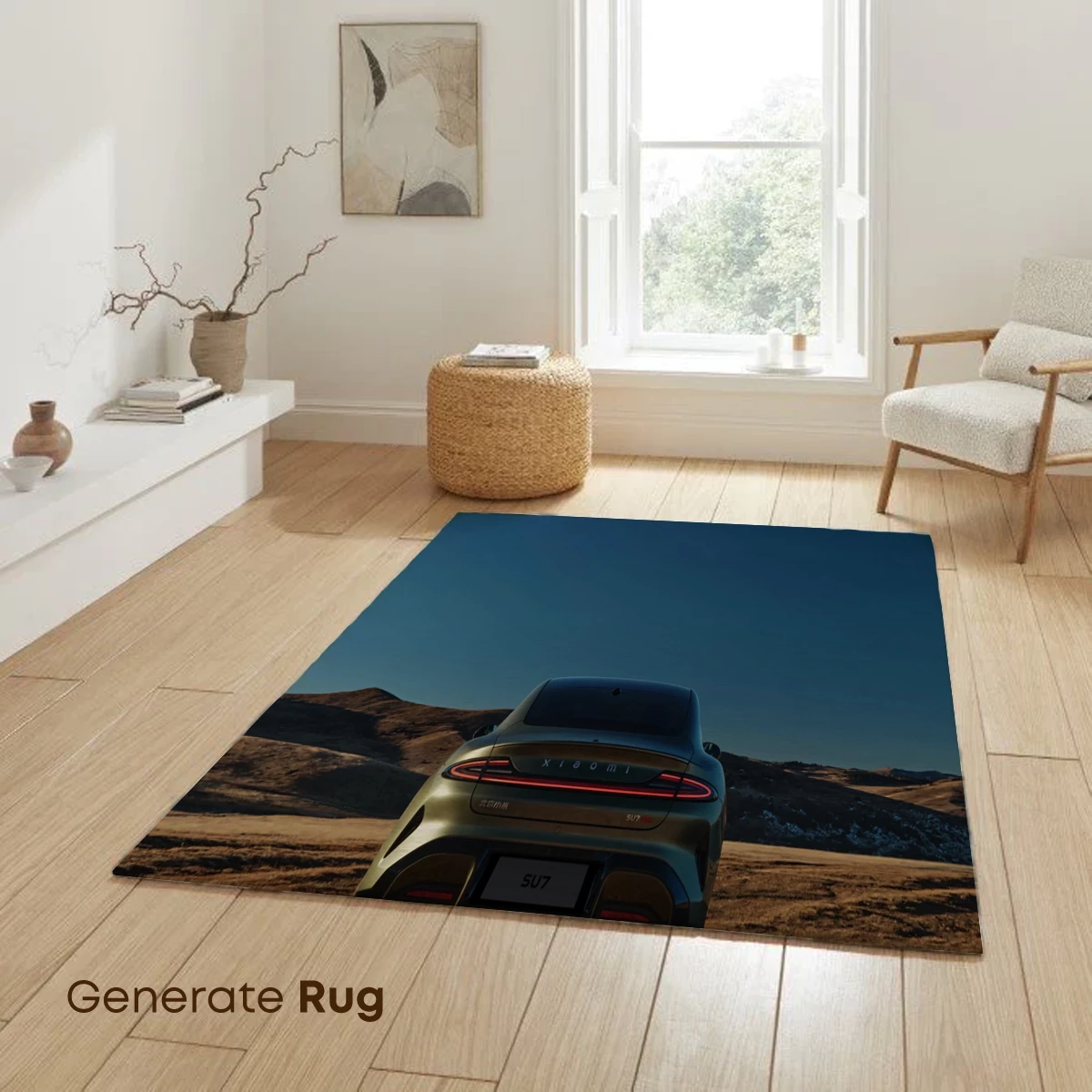 Desert Horizon Elegance: Futuristic Car Silhouette - Image 6