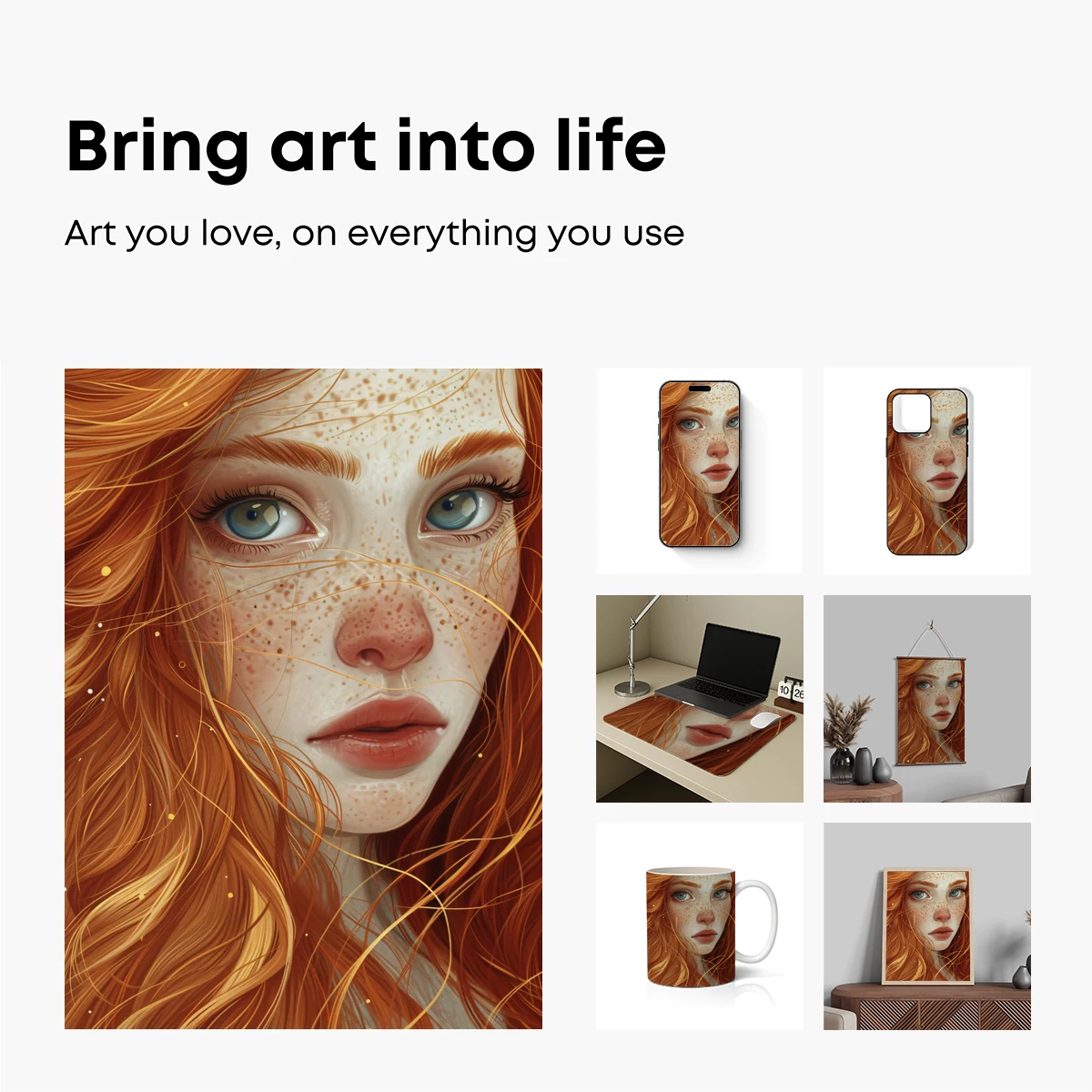 Freckled Enchantment: A Redhead's Ethereal Portrait - Image 2