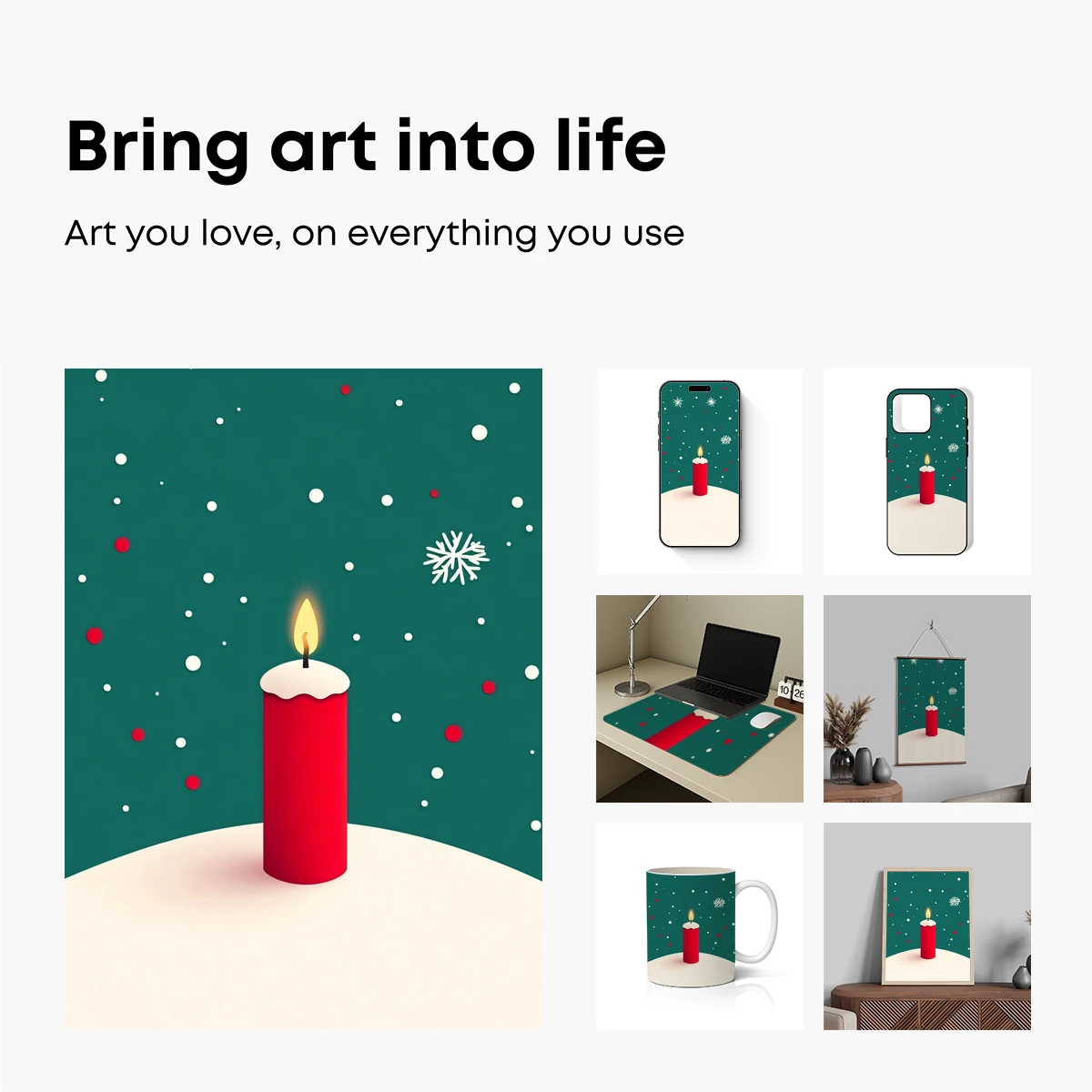 Festive Candle Glow in Snowy Night - Image 2