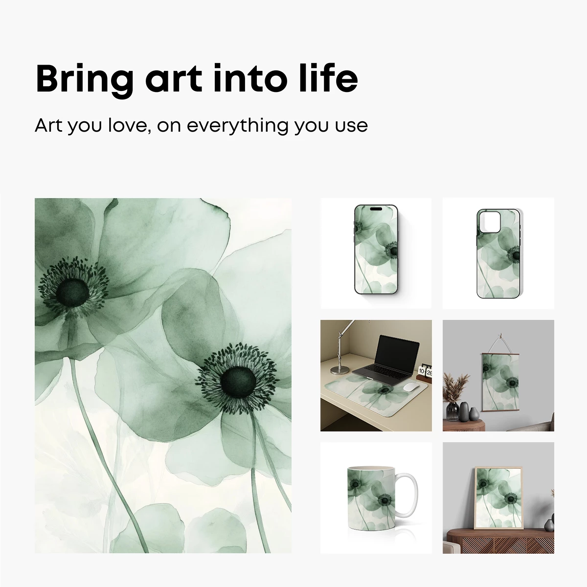 Ethereal Anemones: Monochromatic Floral Artistry - Image 2