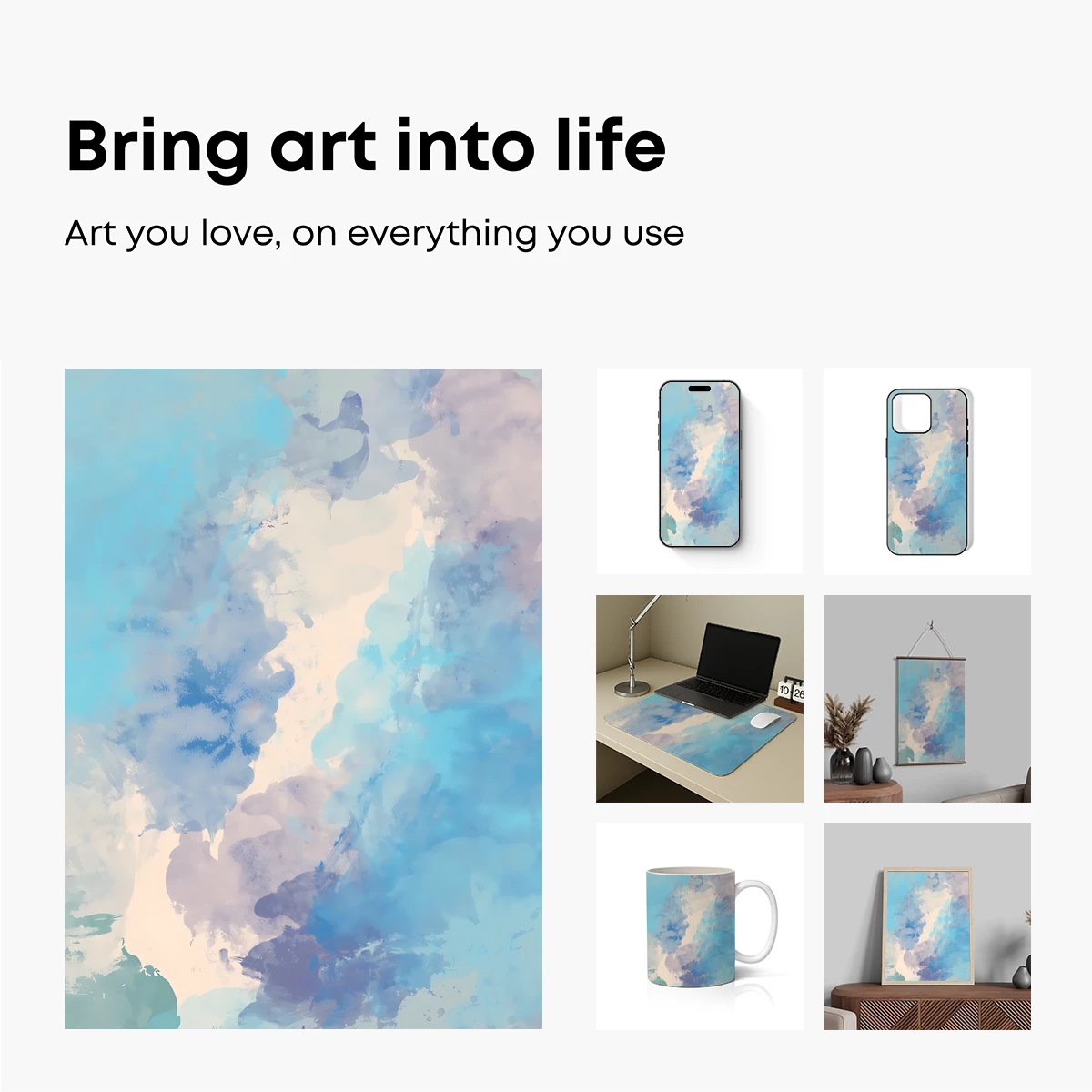 Ethereal Cloudscape: Abstract Watercolor Harmony - Image 2