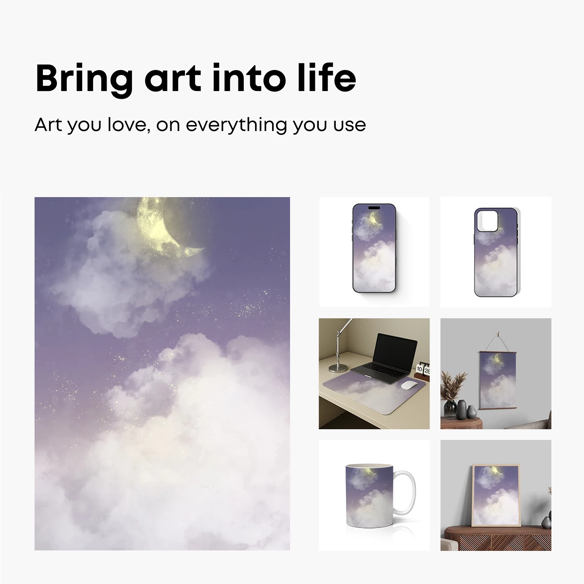 Dreamy Crescent Moon Amidst Whispering Clouds