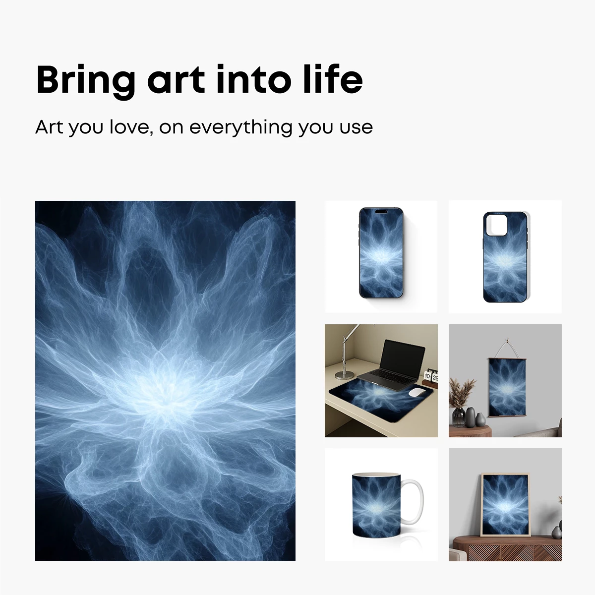 Ethereal Lotus Bloom: Fractal Artistry in Monochrome