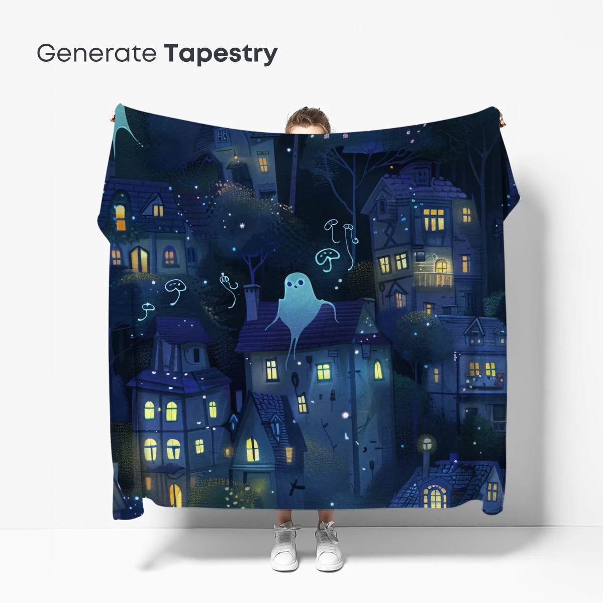 Ghostly Village Glow: Enchanted Night Fantasy - Image 5