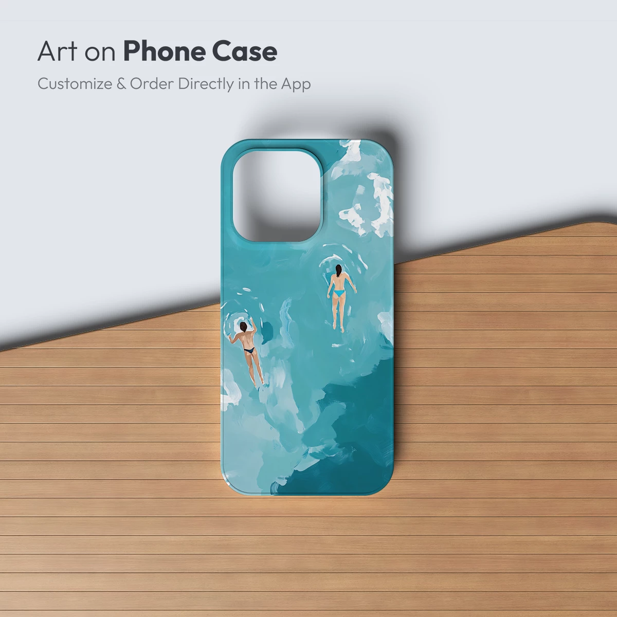 Aqua Serenity: Swimmers in Abstract Turquoise Depths - Image 3