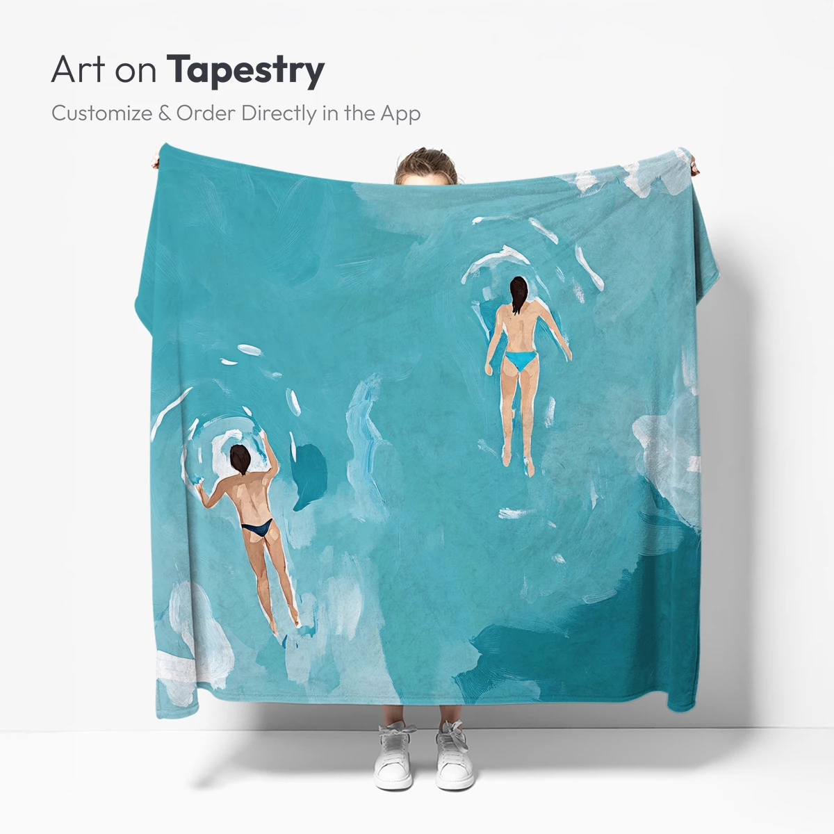 Aqua Serenity: Swimmers in Abstract Turquoise Depths - Image 5