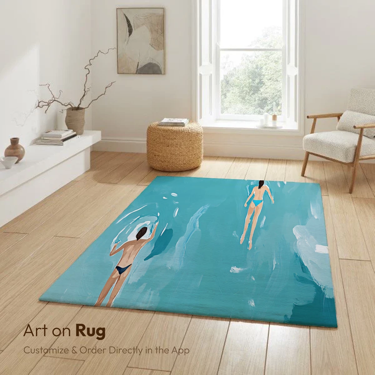 Aqua Serenity: Swimmers in Abstract Turquoise Depths - Image 6